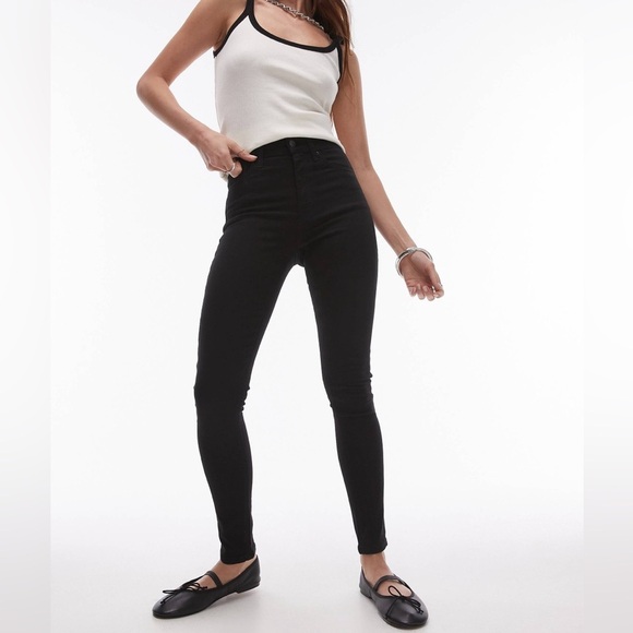 Topshop Jamie Black Skinny Jeans High Rise Ankle Length Stretch Denim Size 26 - Picture 1 of 16